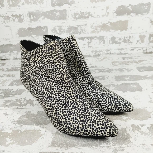 NEW Kelly & Katie Arina Animal Print Black White High Heel Ankle Boots D839 - Picture 4 of 12